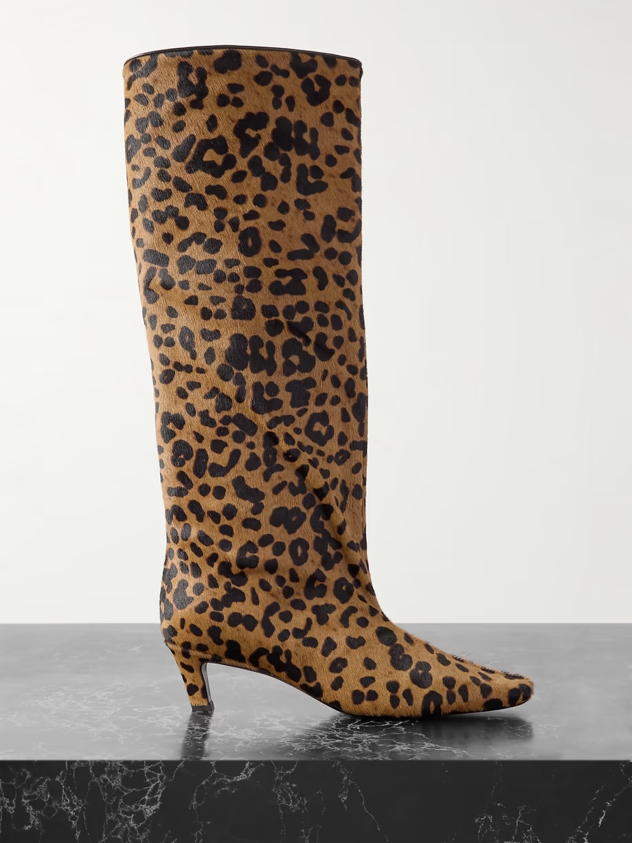 The Wide Shaft leopard-print calf hair knee boots The Wide Shaft leopard-print calf hair knee boots