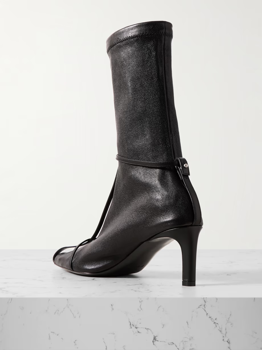 Embellished textured-leather sock boots Embellished textured-leather sock boots