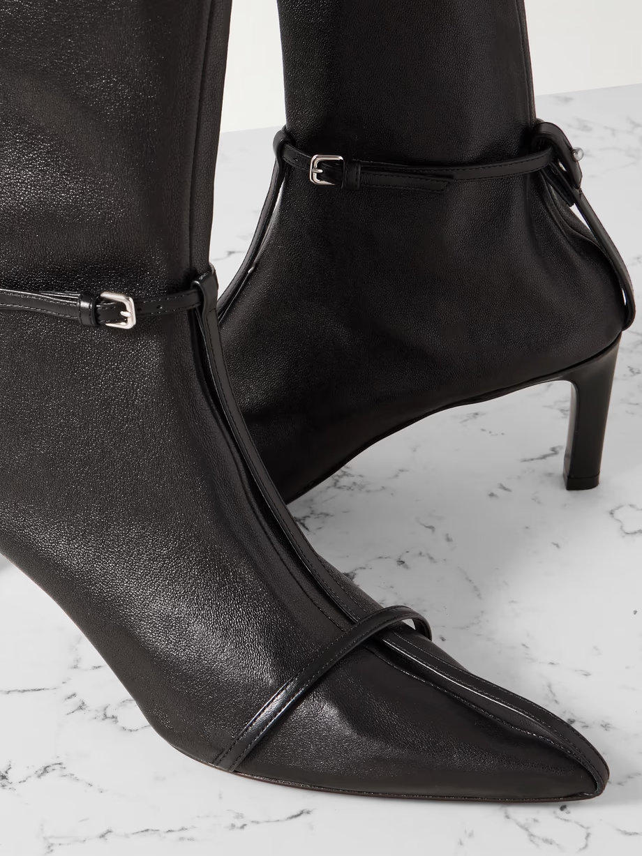 Embellished textured-leather sock boots Embellished textured-leather sock boots