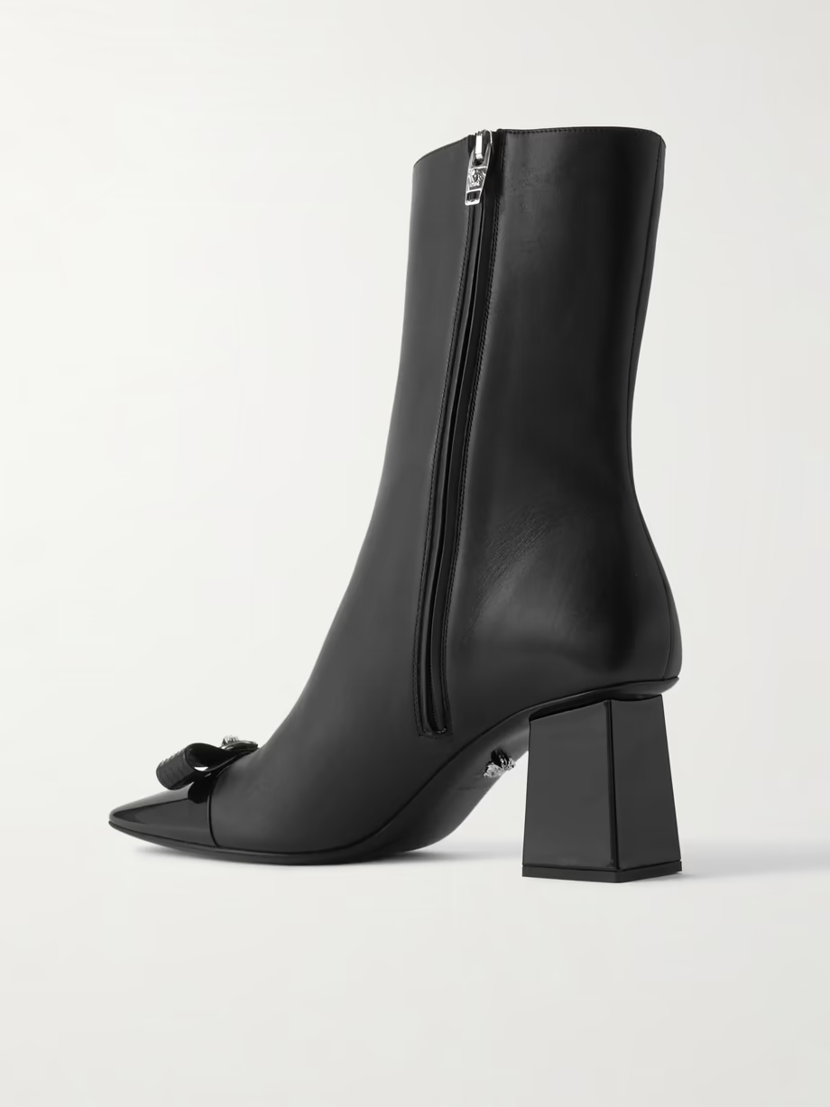 Bow-embellished leather ankle boots Bow-embellished leather ankle boots