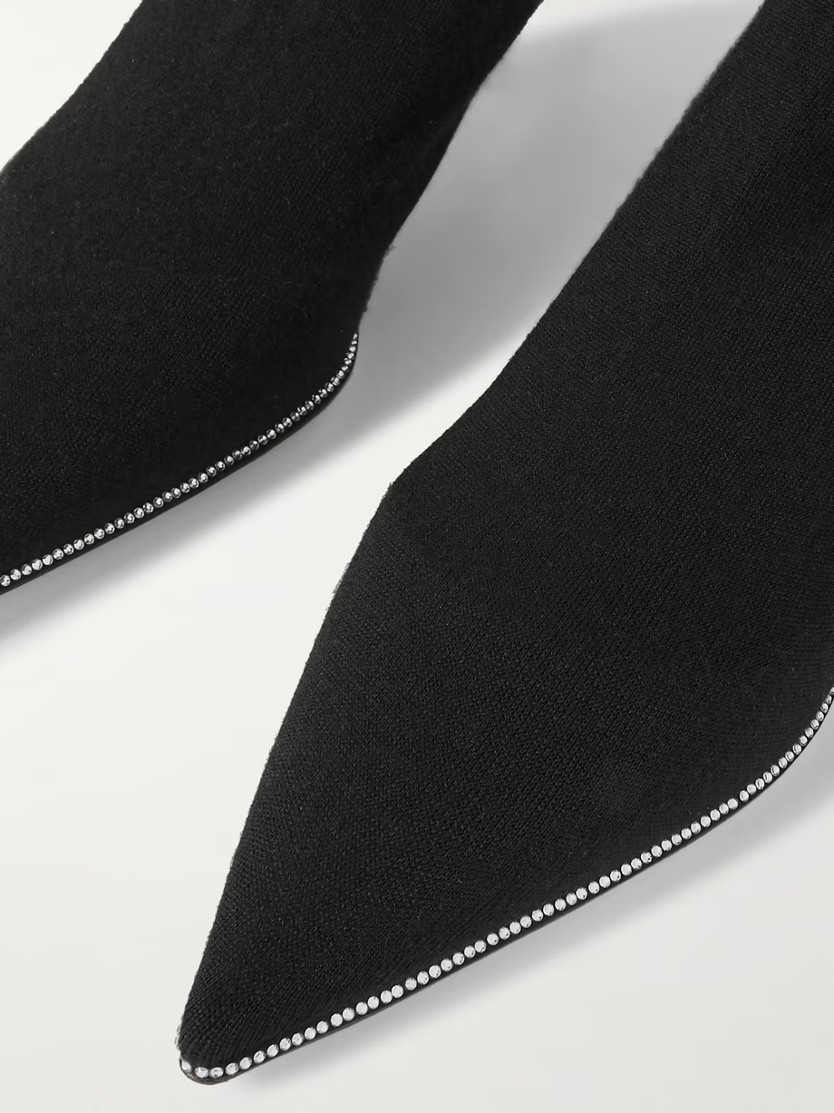 Crystal-embellished stretch-knit over-the-knee boots Crystal-embellished stretch-knit over-the-knee boots