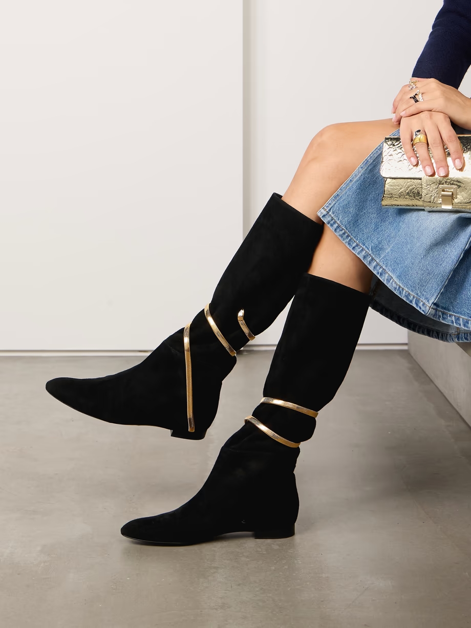 Embellished suede knee boots Embellished suede knee boots