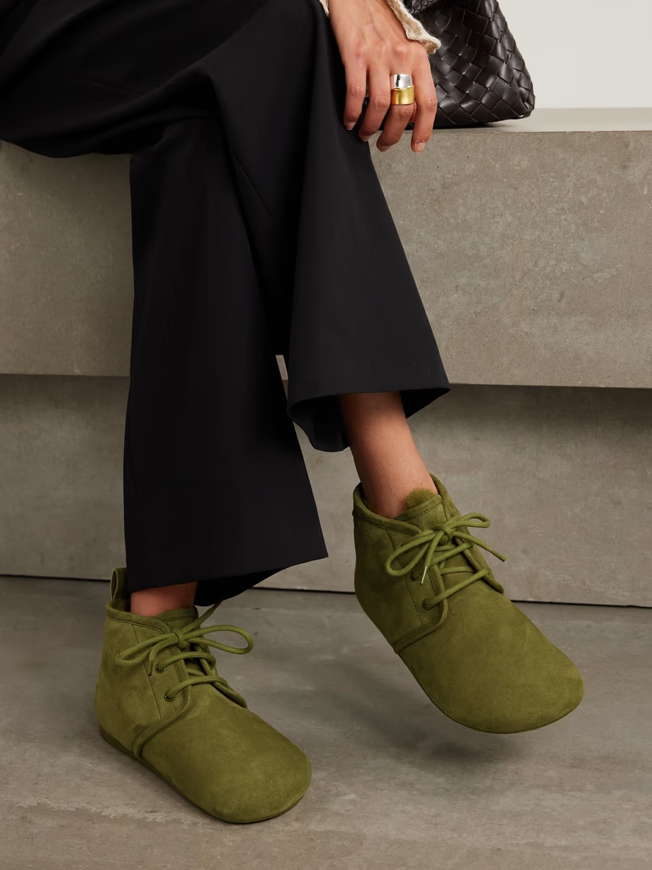 Lago shearling-lined suede ankle boots Lago shearling-lined suede ankle boots