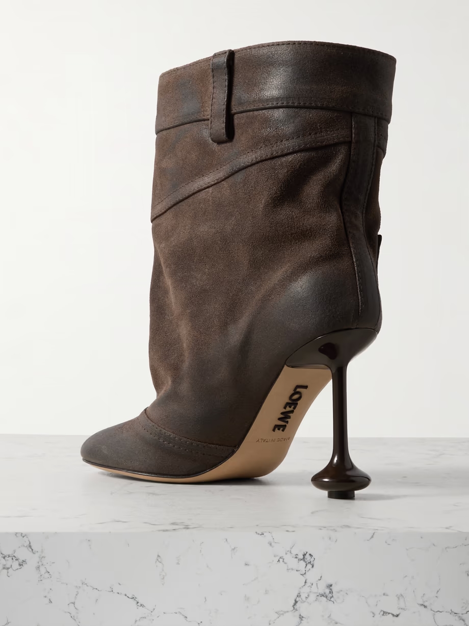 Toy paneled waxed-leather ankle boots