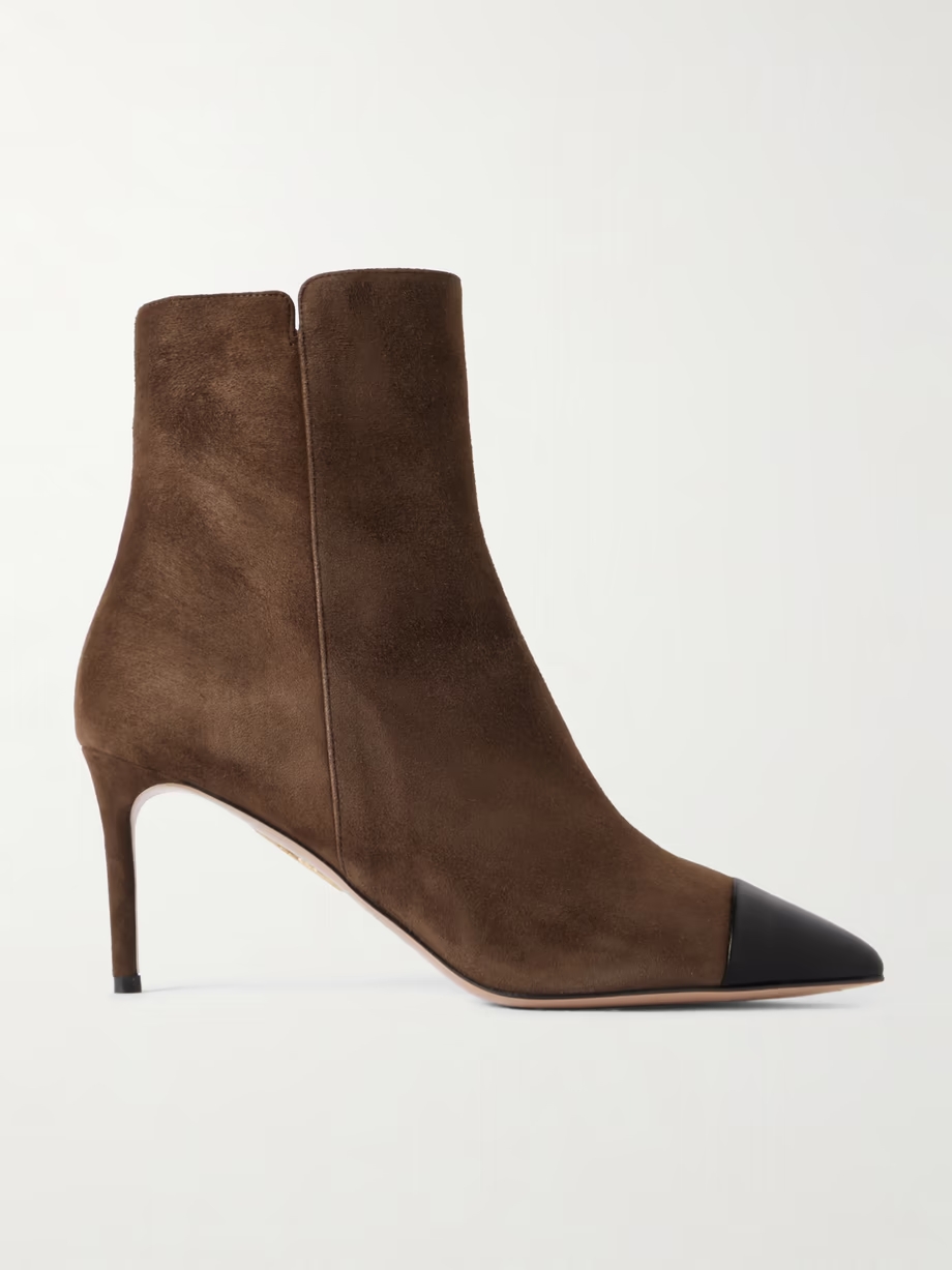 Milanese leather-trimmed suede ankle boots Milanese leather-trimmed suede ankle boots
