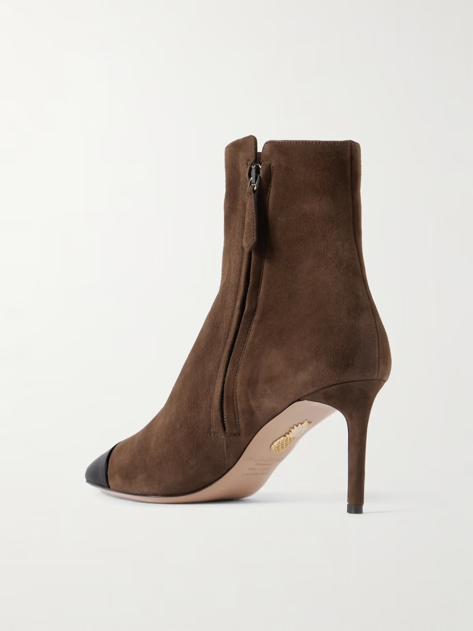 Milanese leather-trimmed suede ankle boots Milanese leather-trimmed suede ankle boots