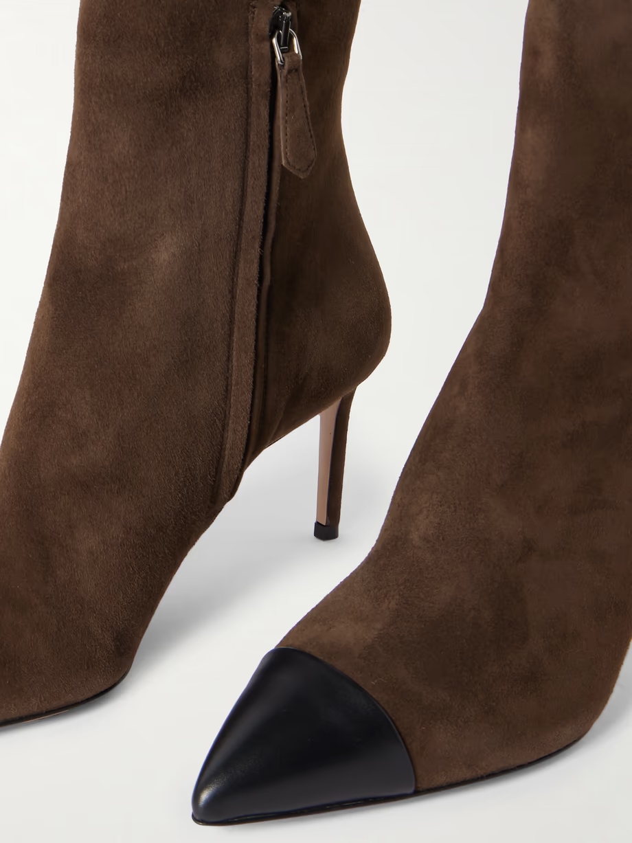 Milanese leather-trimmed suede ankle boots Milanese leather-trimmed suede ankle boots