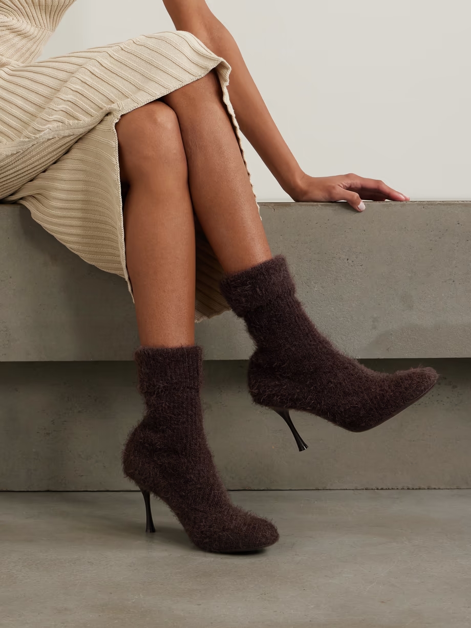 Aspen 95 brushed ribbed-knit ankle boots Aspen 95 brushed ribbed-knit ankle boots