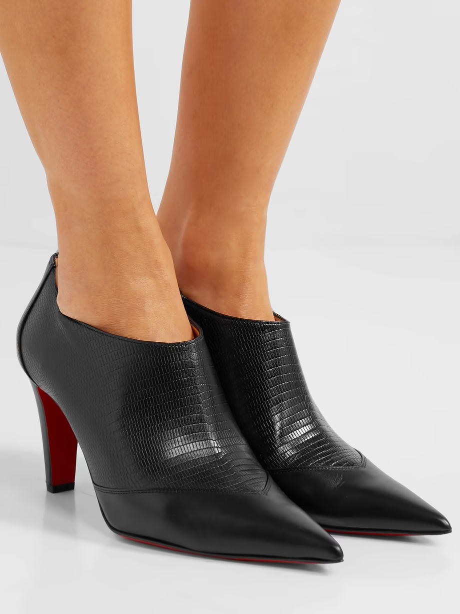 80 Paneled smooth and lizard-effect leather ankle boots 80 Paneled smooth and lizard-effect leather ankle boots