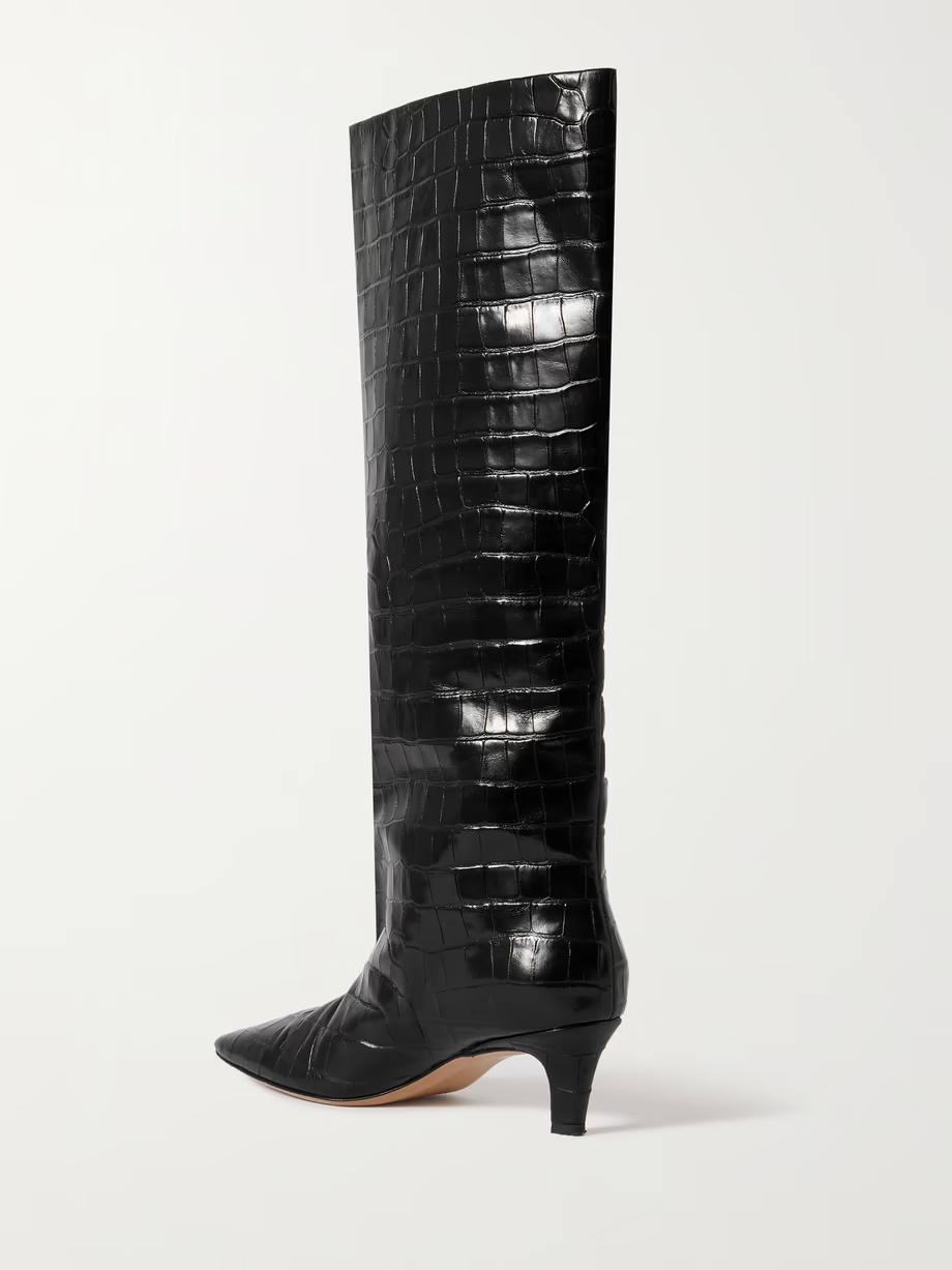 + NET SUSTAIN croc-effect leather knee boots + NET SUSTAIN croc-effect leather knee boots
