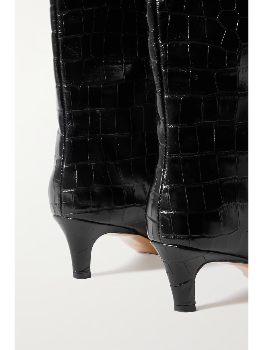 + NET SUSTAIN croc-effect leather knee boots + NET SUSTAIN croc-effect leather knee boots