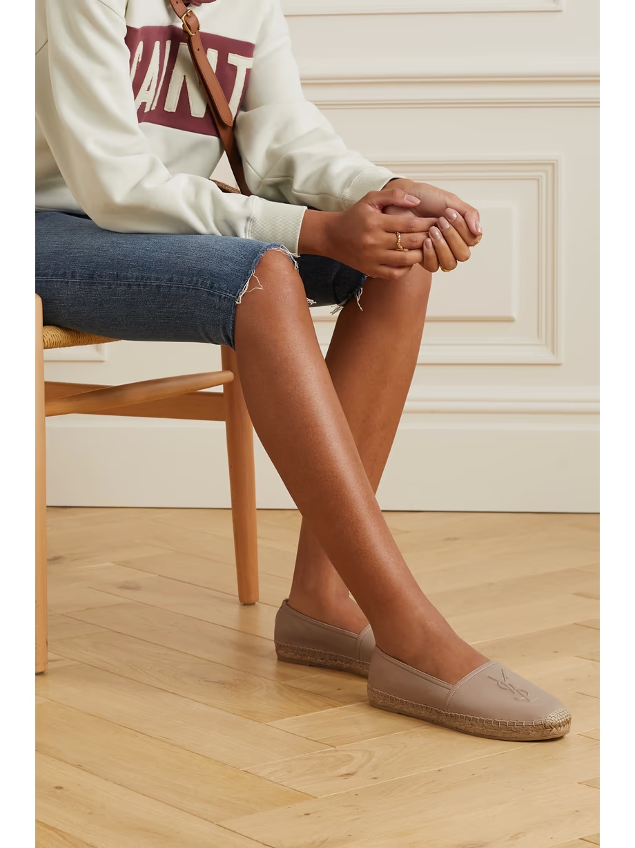 Logo-embossed leather espadrilles Logo-embossed leather espadrilles