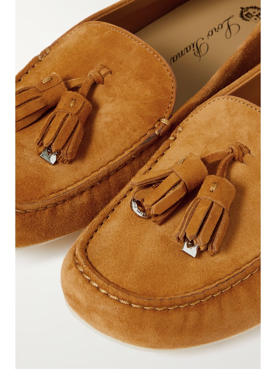 Tasseled suede collapsible-heel loafers Tasseled suede collapsible-heel loafers