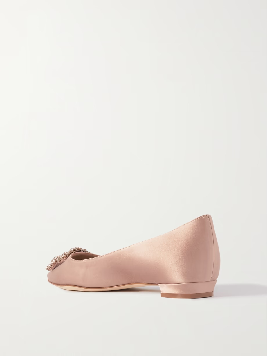 Hangisi crystal-embellished satin point-toe flats Hangisi crystal-embellished satin point-toe flats