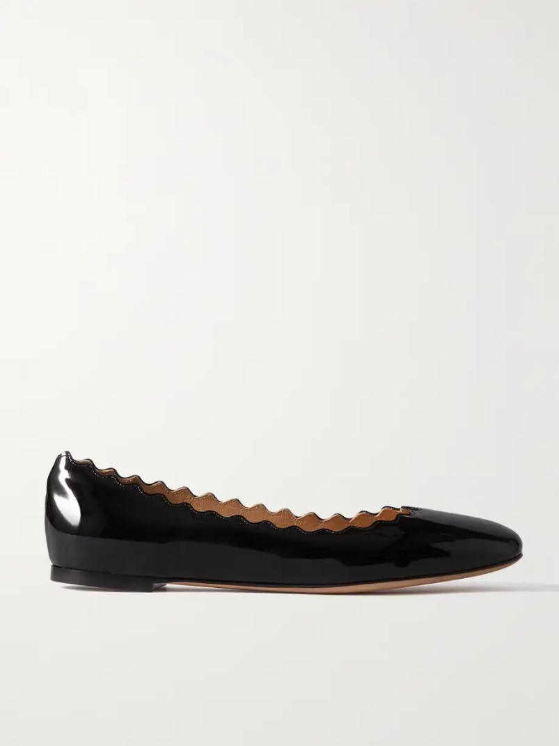Lauren scalloped patent-leather ballet flats Lauren scalloped patent-leather ballet flats