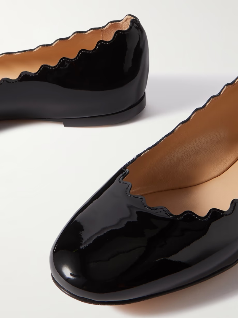 Lauren scalloped patent-leather ballet flats Lauren scalloped patent-leather ballet flats