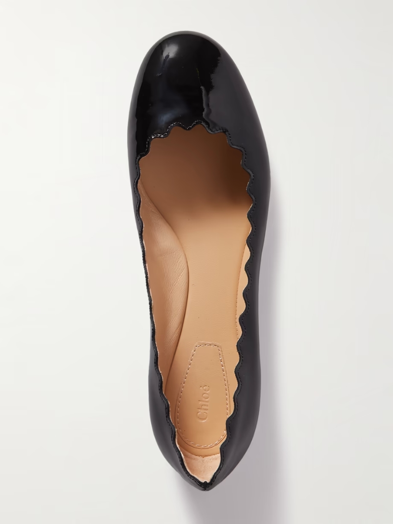Lauren scalloped patent-leather ballet flats Lauren scalloped patent-leather ballet flats