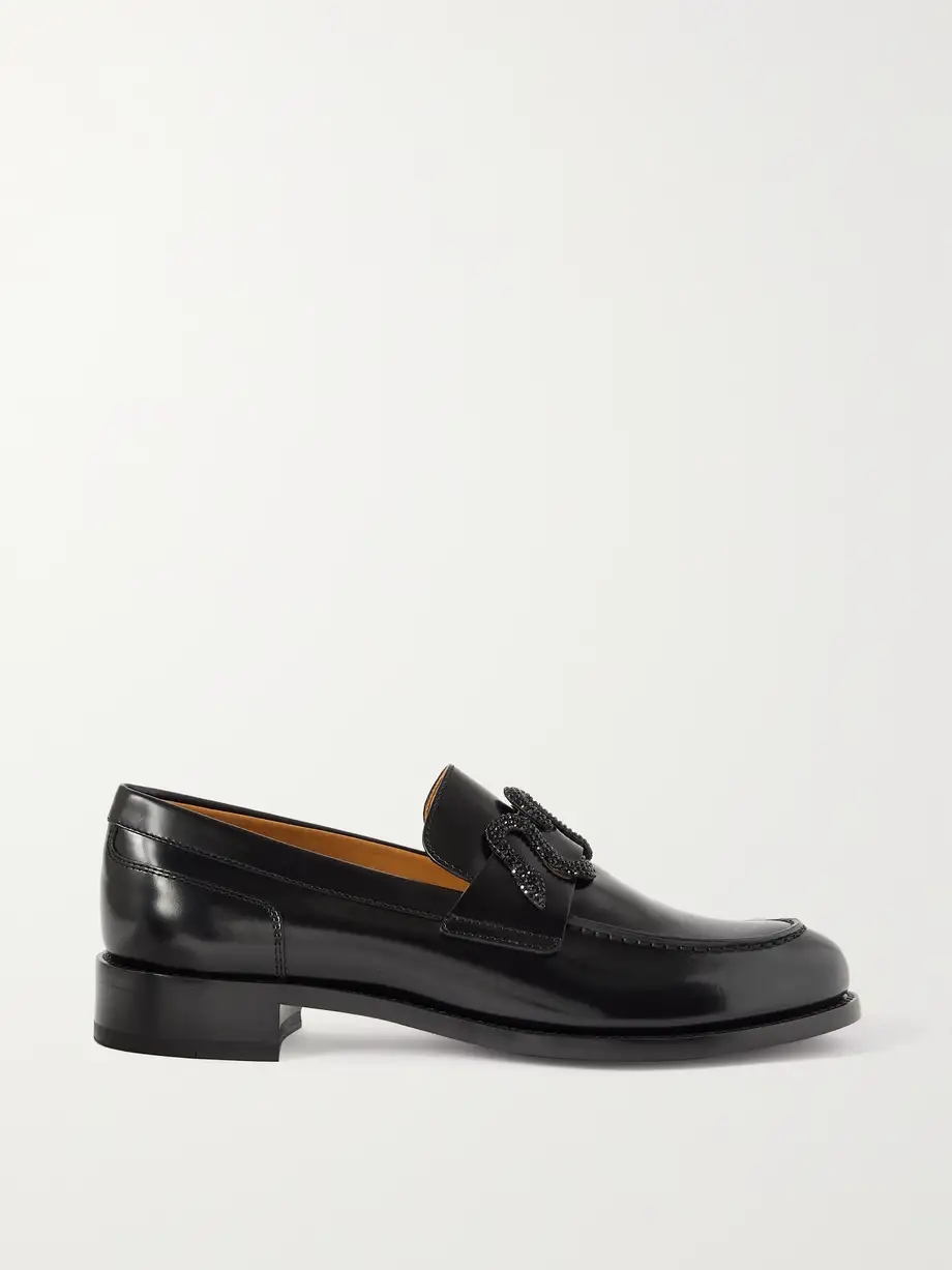 Morgana crystal-embellished leather loafers Morgana crystal-embellished leather loafers