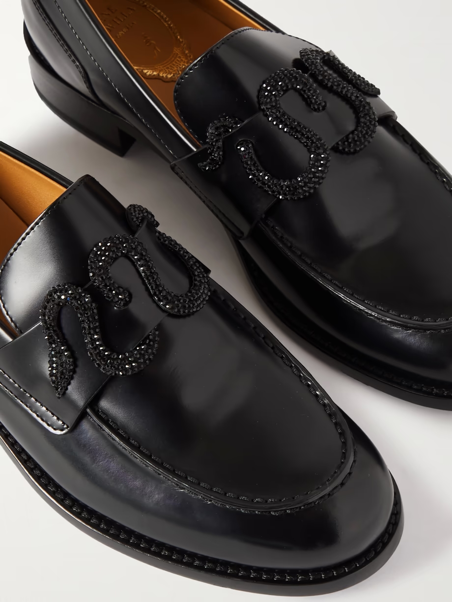 Morgana crystal-embellished leather loafers Morgana crystal-embellished leather loafers