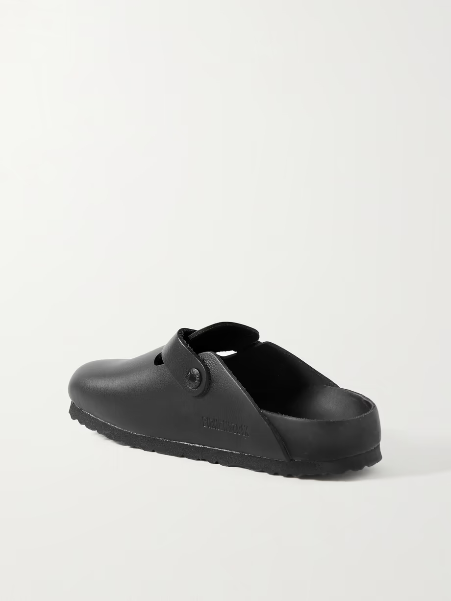Boston suede-trimmed leather clogs Boston suede-trimmed leather clogs