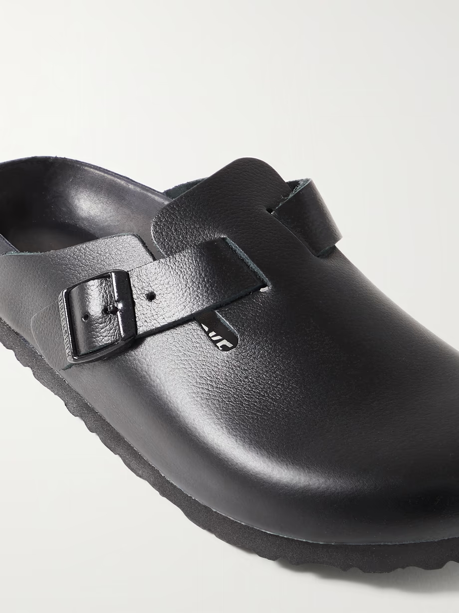 Boston suede-trimmed leather clogs Boston suede-trimmed leather clogs