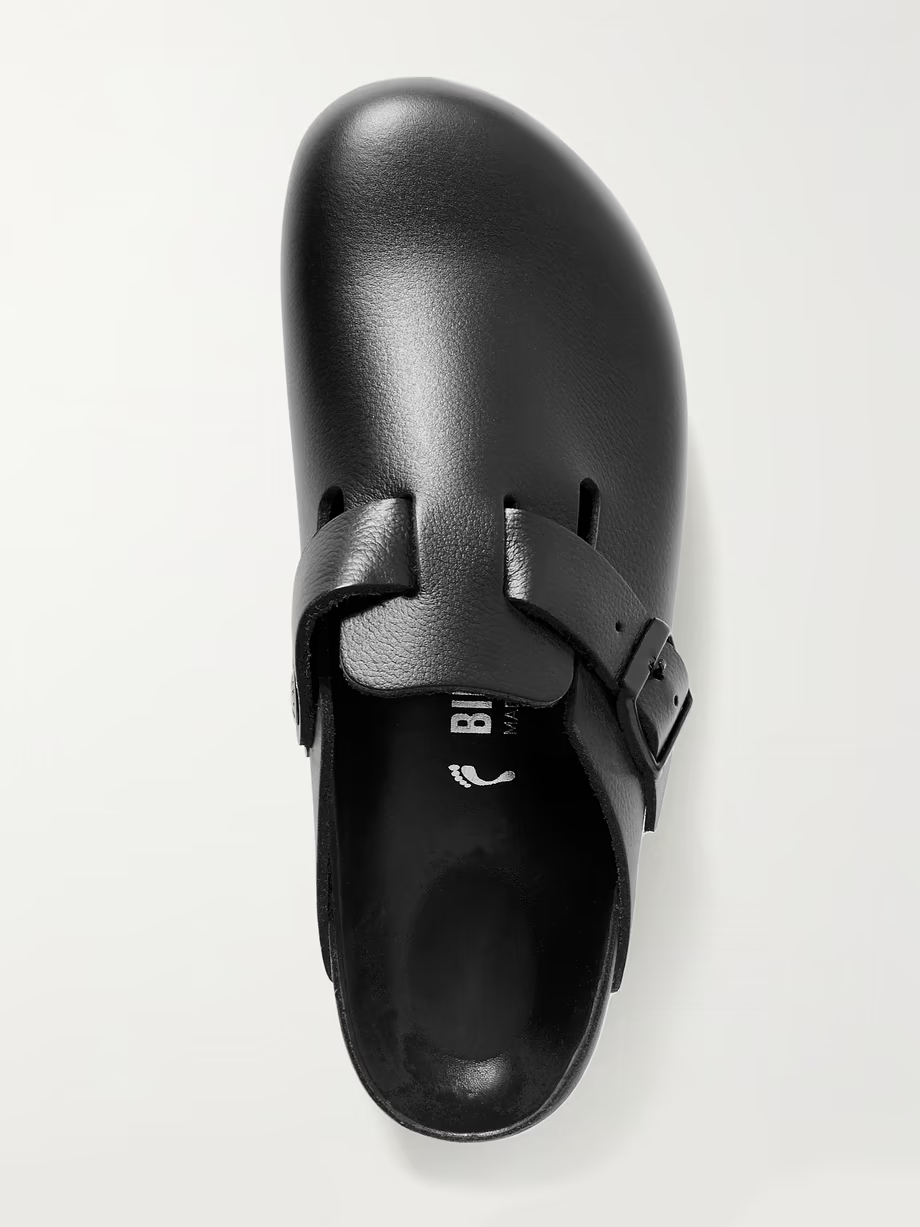 Boston suede-trimmed leather clogs Boston suede-trimmed leather clogs