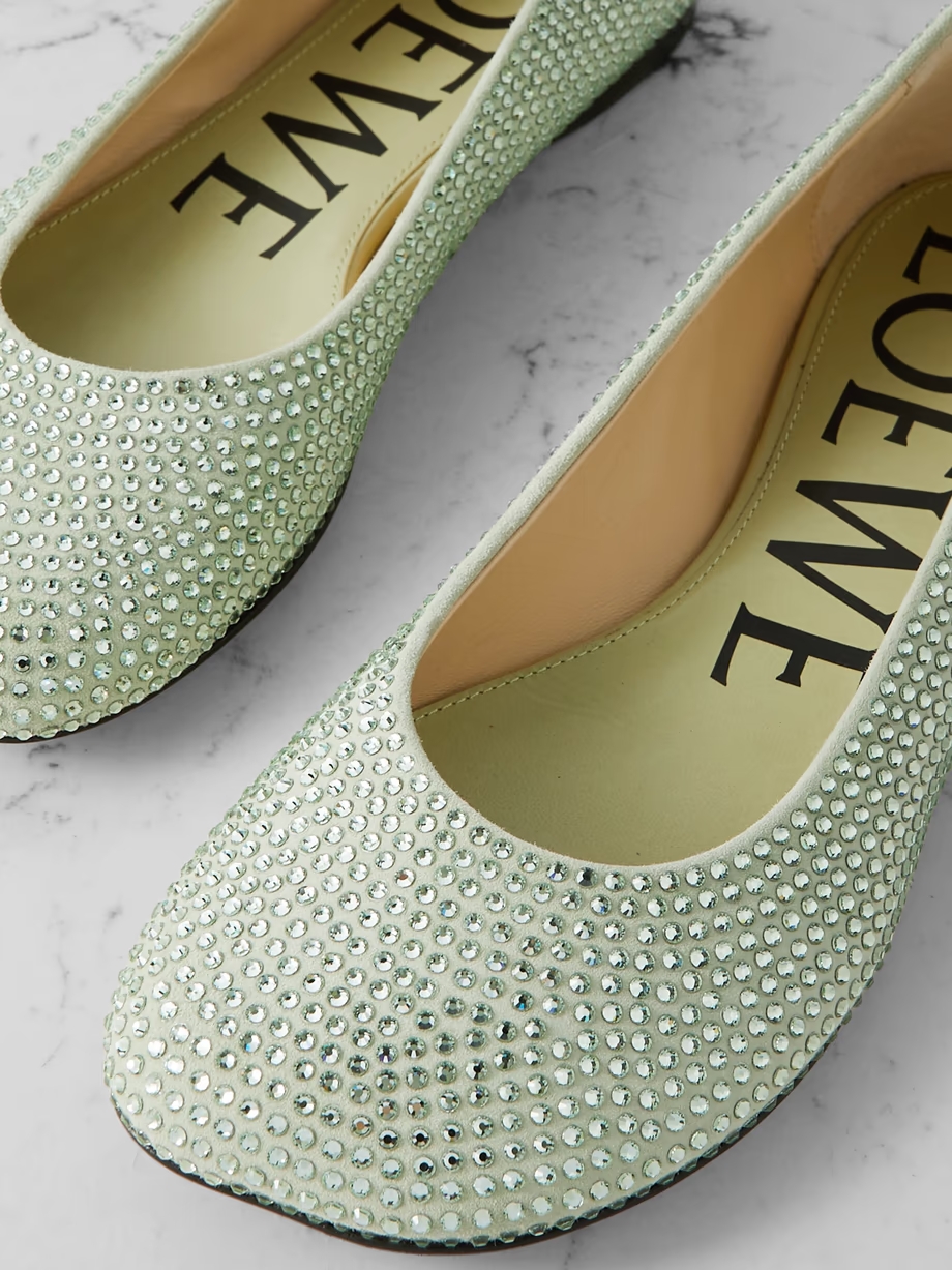 Crystal-embellished suede ballet flats Crystal-embellished suede ballet flats