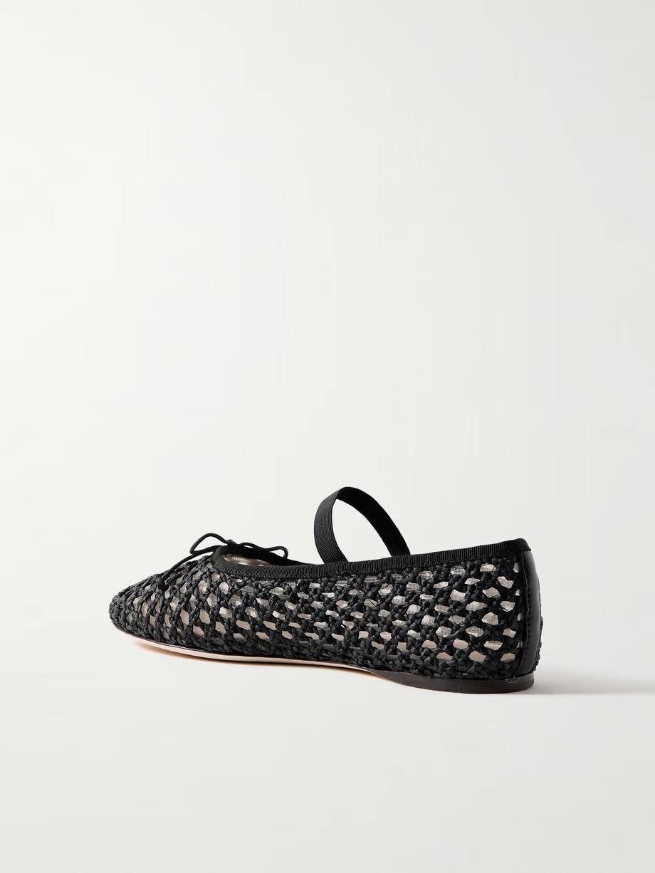 Leonie grosgrain-trimmed raffia Mary Jane ballet flats Leonie grosgrain-trimmed raffia Mary Jane ballet flats