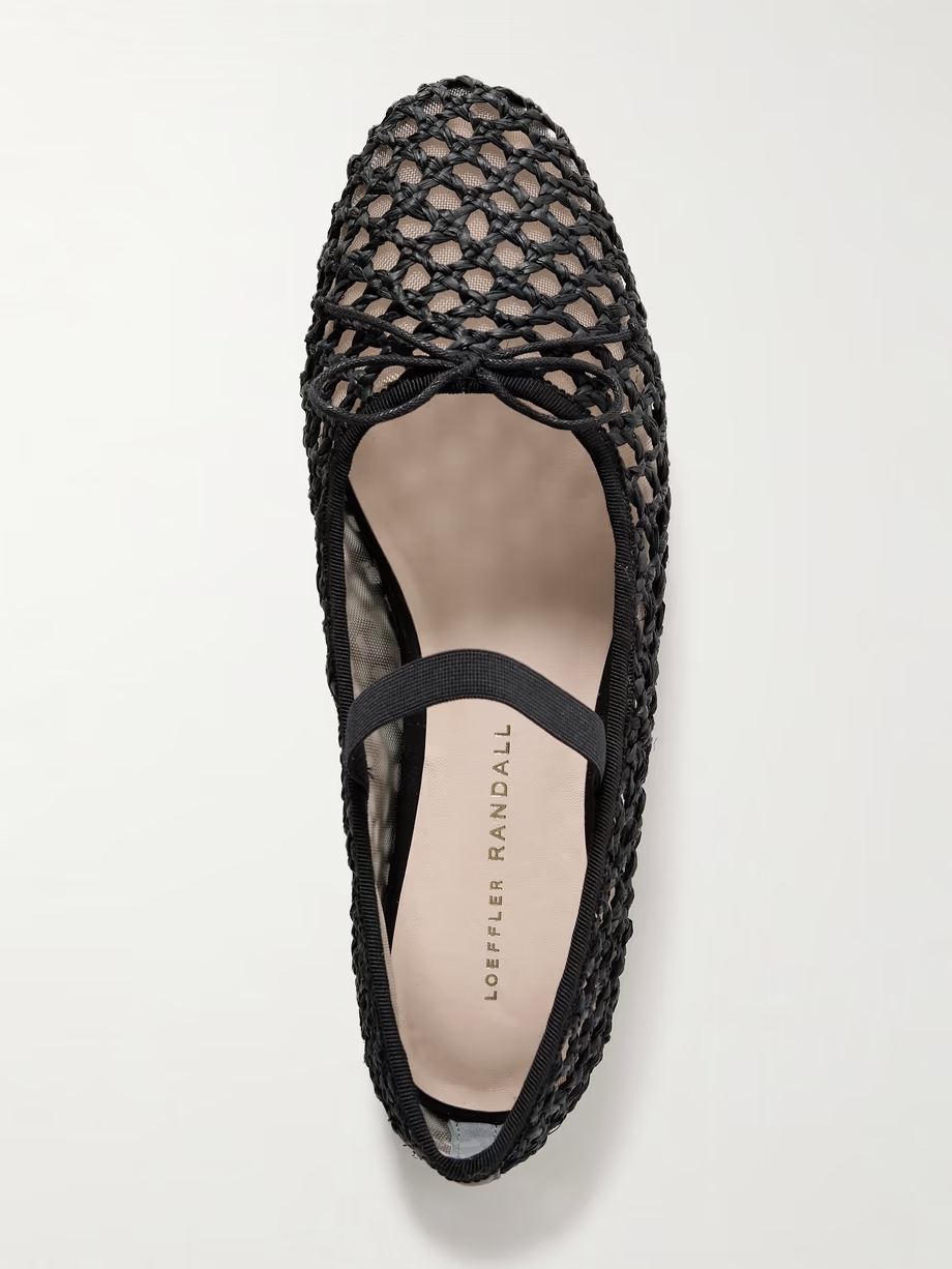 Leonie grosgrain-trimmed raffia Mary Jane ballet flats Leonie grosgrain-trimmed raffia Mary Jane ballet flats