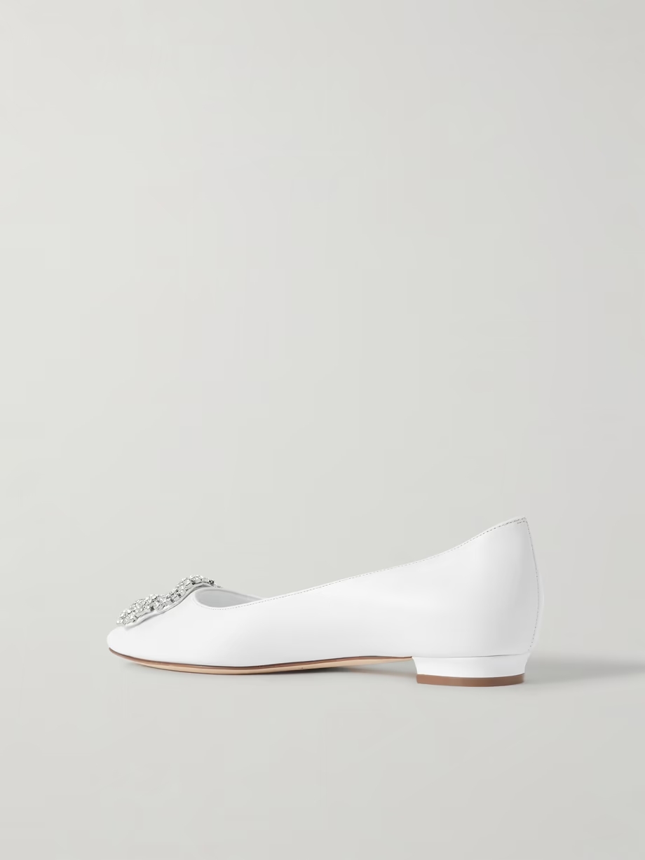 Hangisi 10 crystal-embellished satin point-toe flats Hangisi 10 crystal-embellished satin point-toe flats