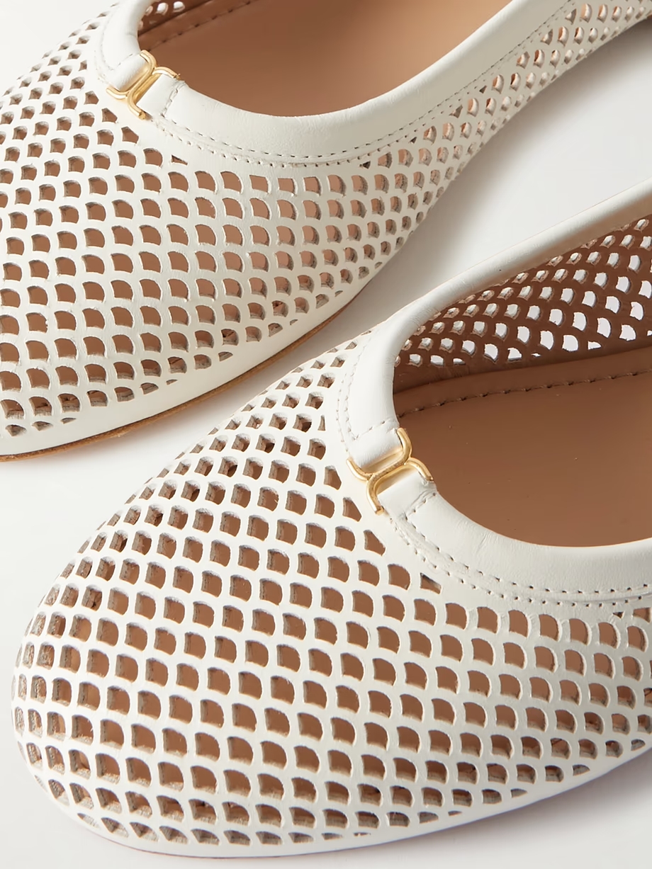 Marcie embellished laser-cut leather ballet flats Marcie embellished laser-cut leather ballet flats