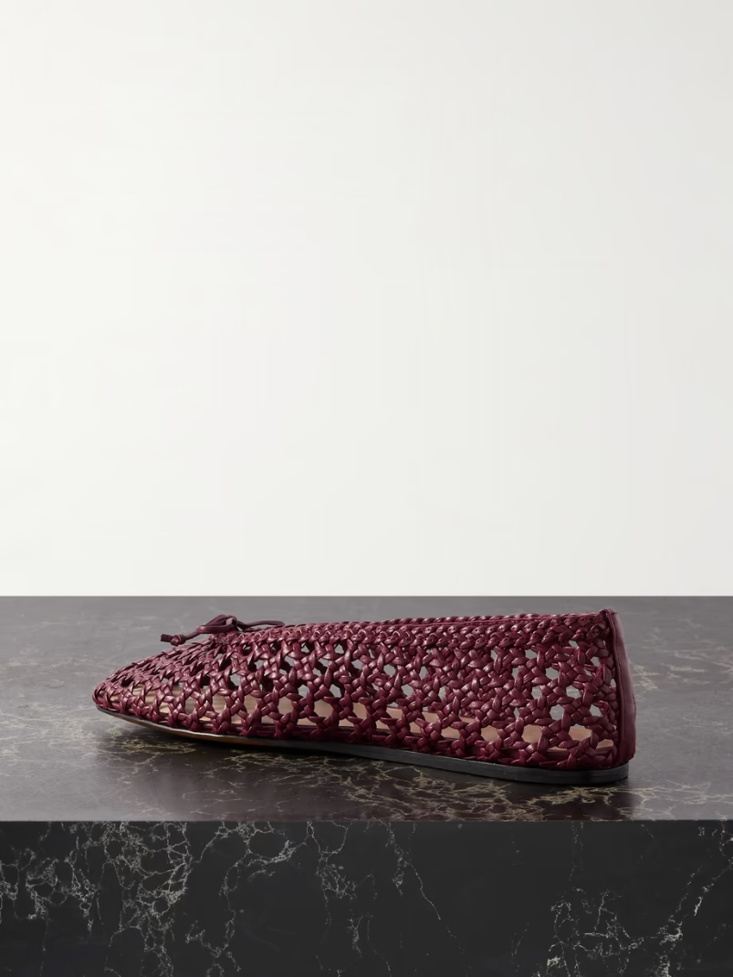 Regency bow-embellished woven leather ballet flats Regency bow-embellished woven leather ballet flats