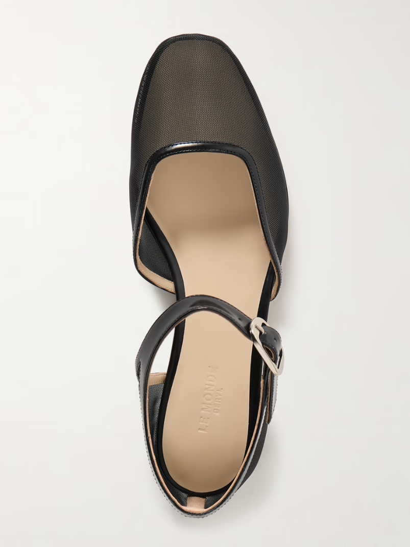 Leather-trimmed mesh Mary Jane ballet flats Leather-trimmed mesh Mary Jane ballet flats