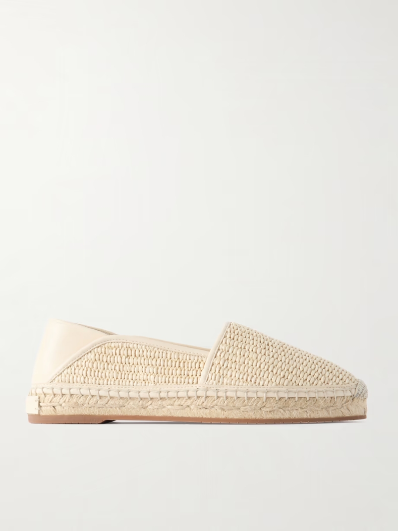 Espadra collapsible-heel leather-trimmed raffia espadrilles Espadra collapsible-heel leather-trimmed raffia espadrilles