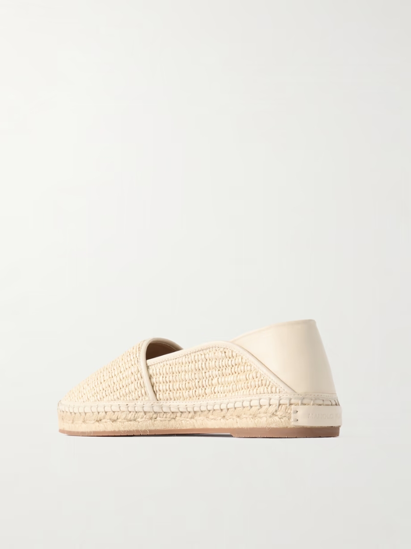 Espadra collapsible-heel leather-trimmed raffia espadrilles Espadra collapsible-heel leather-trimmed raffia espadrilles