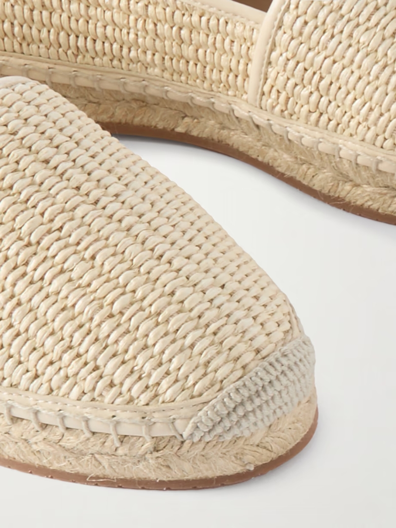 Espadra collapsible-heel leather-trimmed raffia espadrilles Espadra collapsible-heel leather-trimmed raffia espadrilles