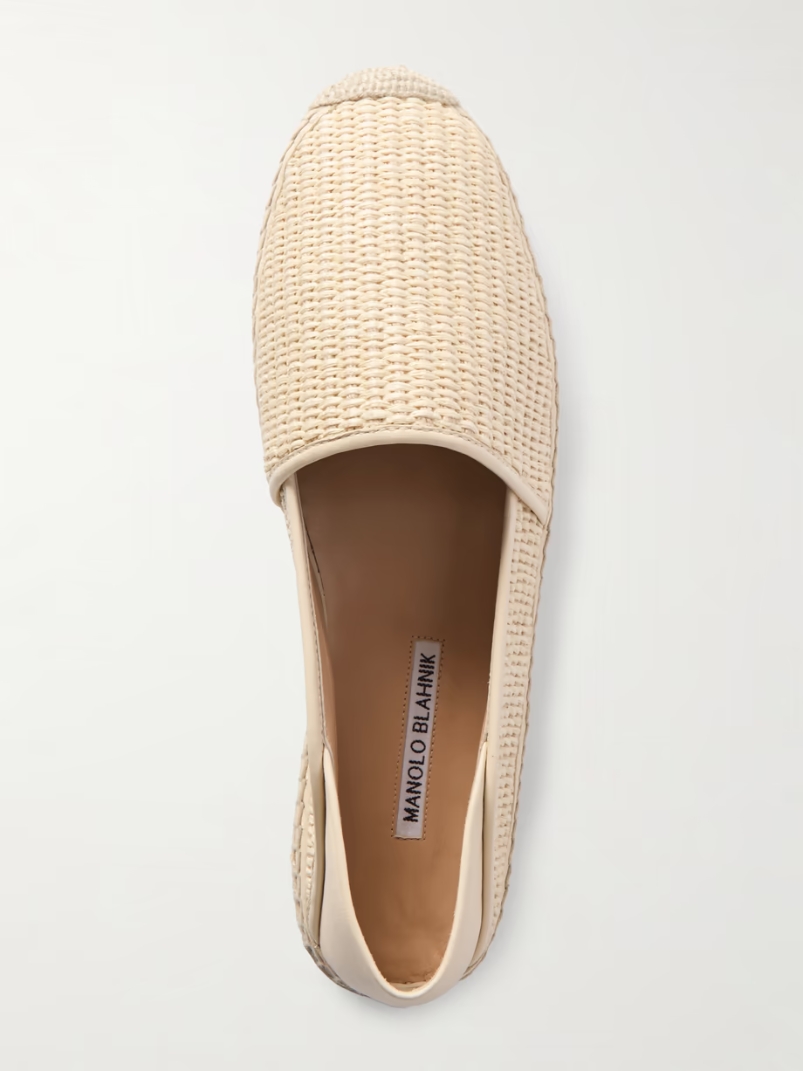 Espadra collapsible-heel leather-trimmed raffia espadrilles Espadra collapsible-heel leather-trimmed raffia espadrilles