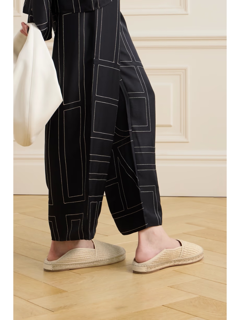 Espadra collapsible-heel leather-trimmed raffia espadrilles Espadra collapsible-heel leather-trimmed raffia espadrilles