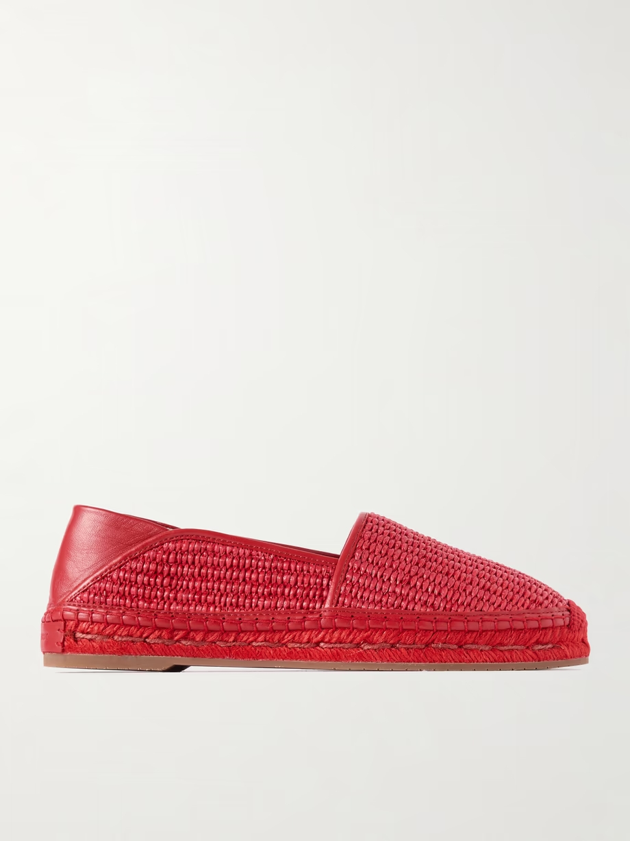 Espadra collapsible-heel leather-trimmed raffia espadrilles Espadra collapsible-heel leather-trimmed raffia espadrilles