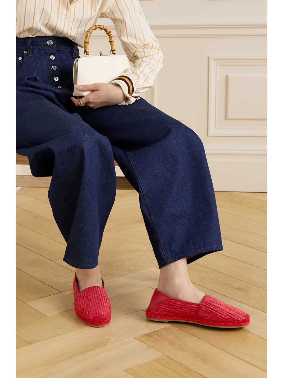 Espadra collapsible-heel leather-trimmed raffia espadrilles Espadra collapsible-heel leather-trimmed raffia espadrilles