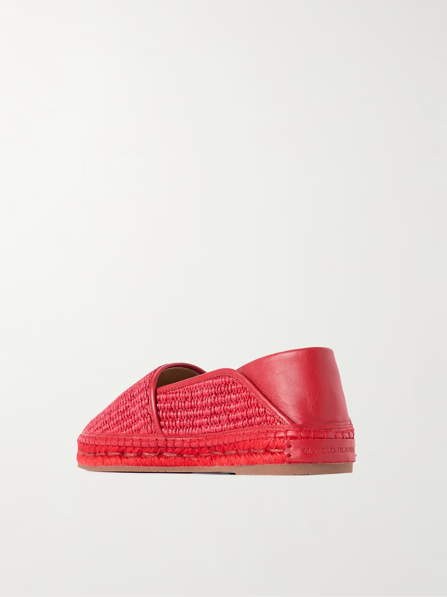 Espadra collapsible-heel leather-trimmed raffia espadrilles Espadra collapsible-heel leather-trimmed raffia espadrilles