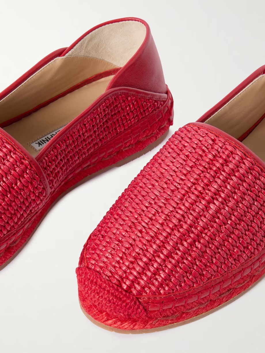 Espadra collapsible-heel leather-trimmed raffia espadrilles Espadra collapsible-heel leather-trimmed raffia espadrilles