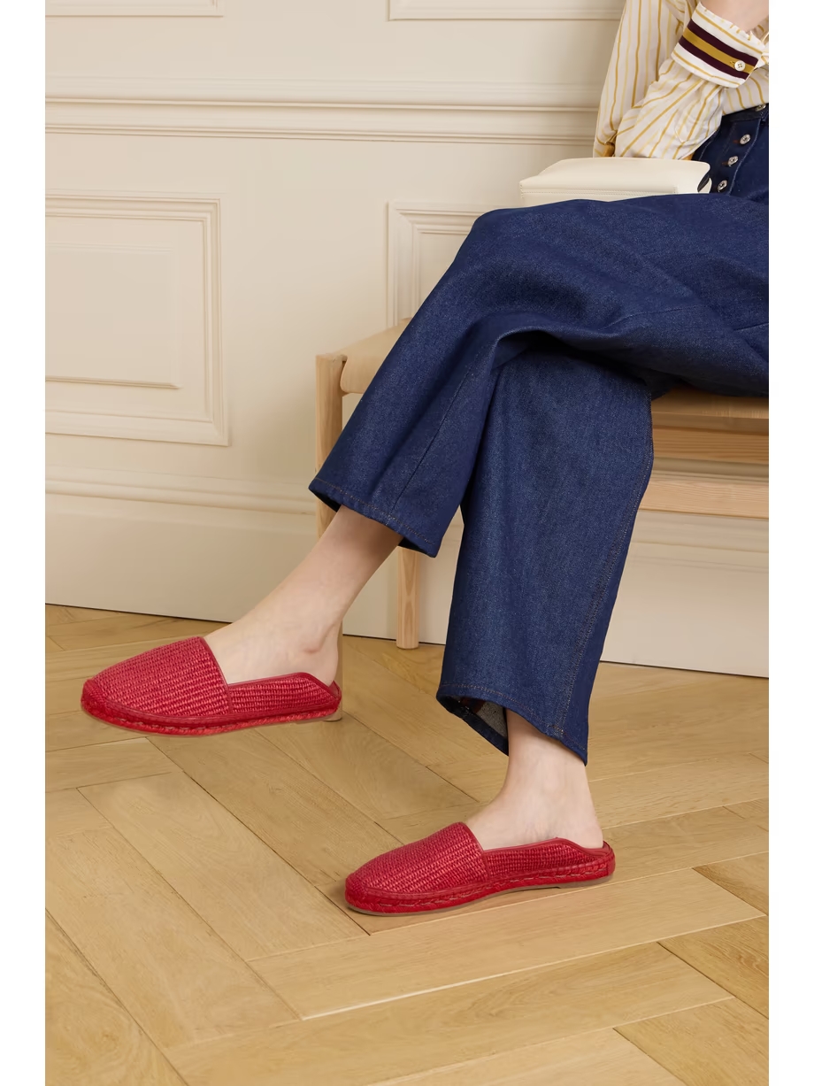 Espadra collapsible-heel leather-trimmed raffia espadrilles Espadra collapsible-heel leather-trimmed raffia espadrilles