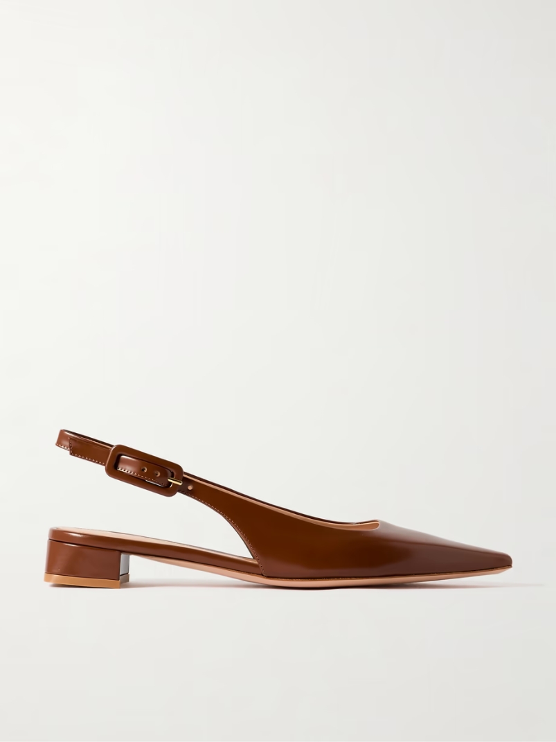 Tokio 20 glossed-leather slingback flats Tokio 20 glossed-leather slingback flats