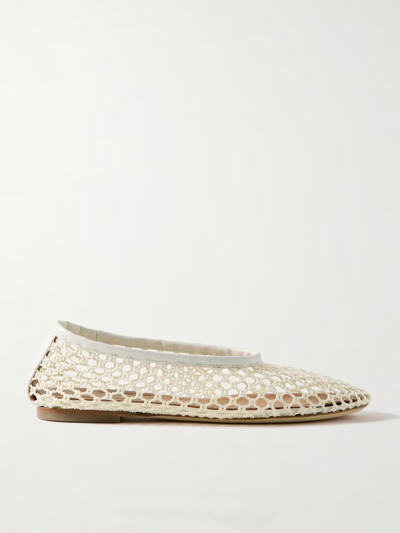 Alba leather-trimmed crocheted ballet flats Alba leather-trimmed crocheted ballet flats
