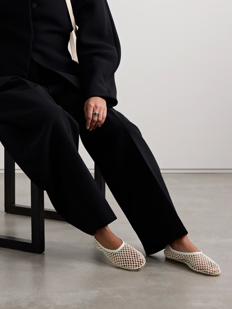 Alba leather-trimmed crocheted ballet flats Alba leather-trimmed crocheted ballet flats