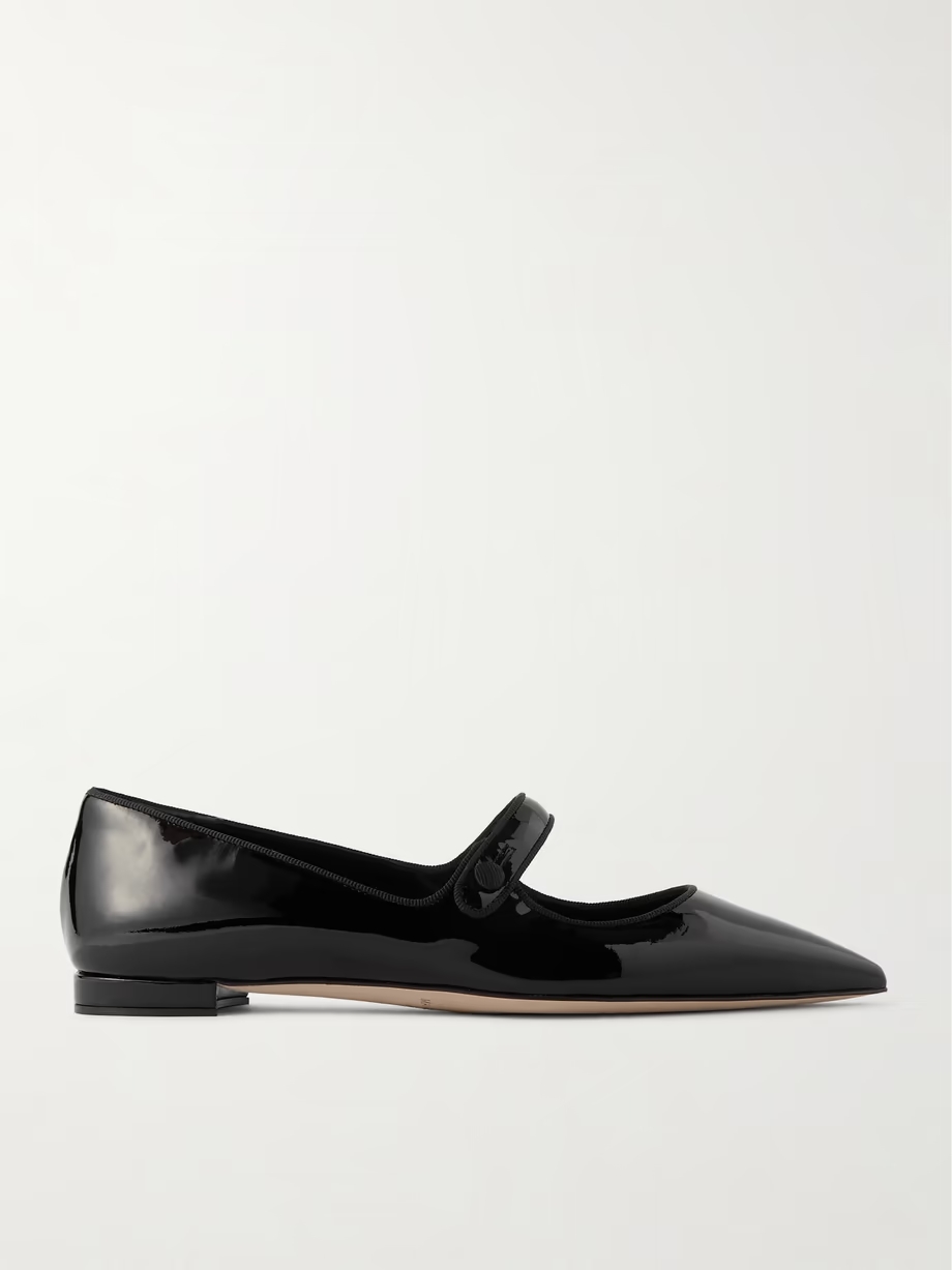 Campari grosgrain-trimmed patent-leather ballet flats Campari grosgrain-trimmed patent-leather ballet flats