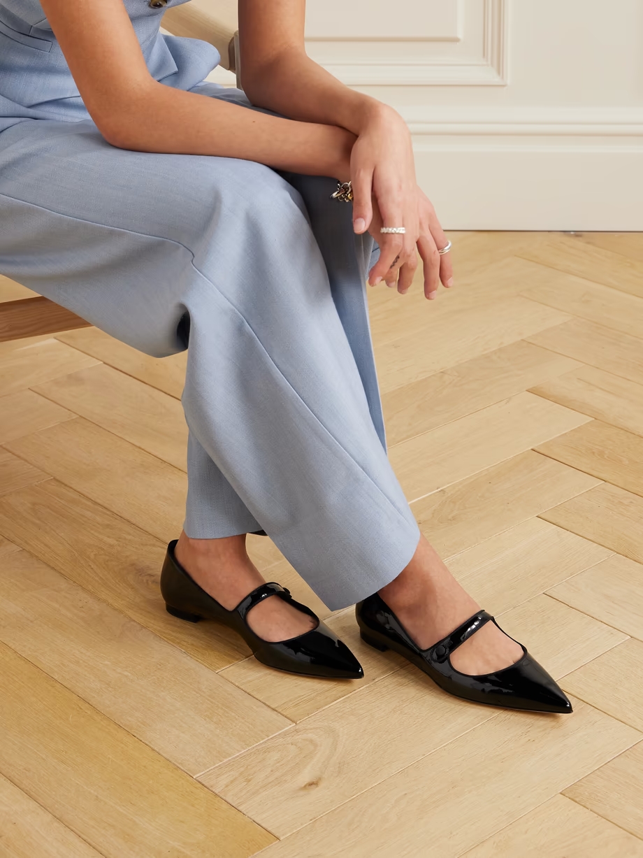 Campari grosgrain-trimmed patent-leather ballet flats Campari grosgrain-trimmed patent-leather ballet flats