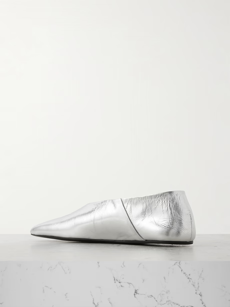 Metallic textured-leather ballet flats Metallic textured-leather ballet flats