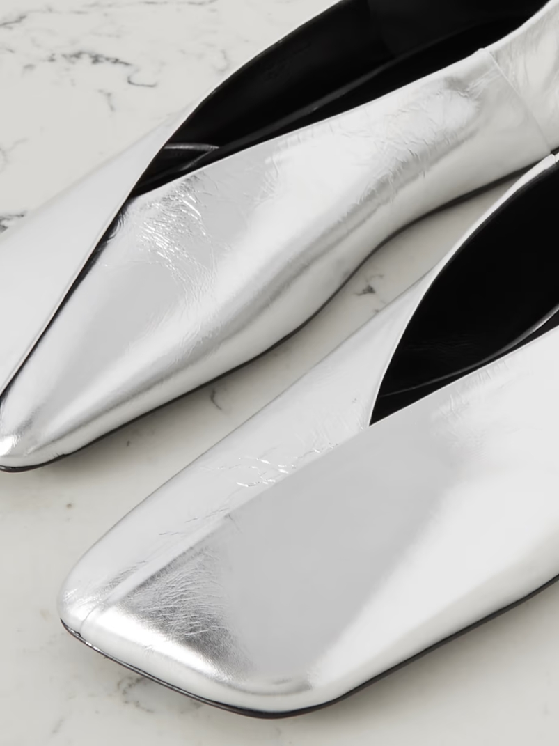 Metallic textured-leather ballet flats Metallic textured-leather ballet flats